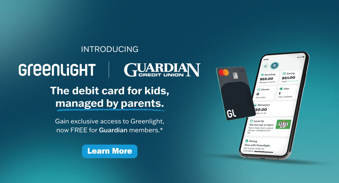 Introducing Greenlight and Guardian. The debit card for kids, managed by parents.